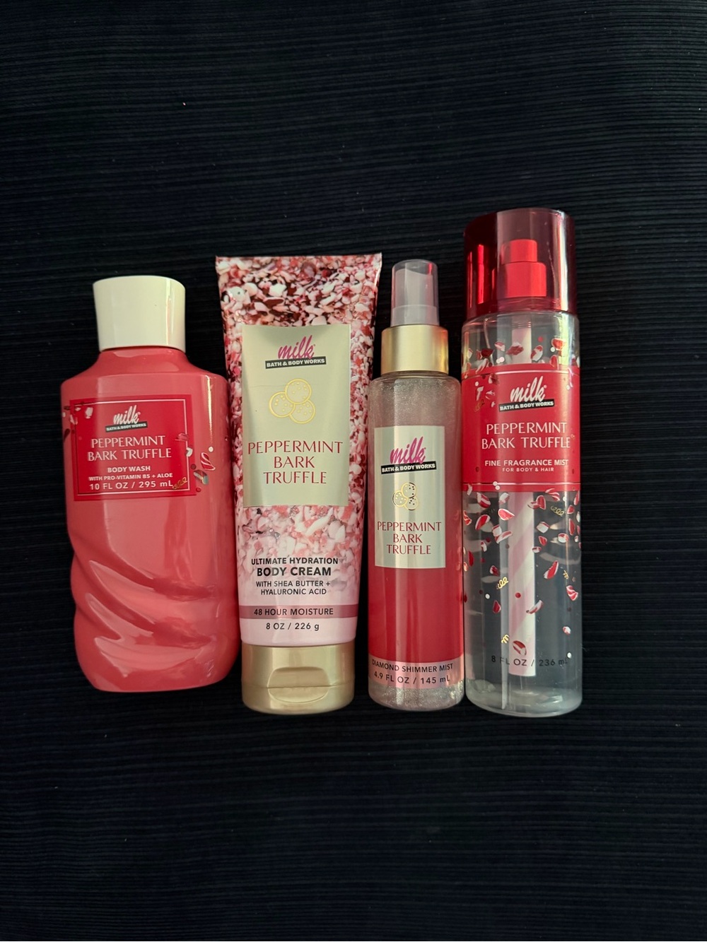 New Bath and Body Works 4 Pc Set Peppermint Bark Truffle Set